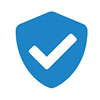 Blue shield with a check mark symbolizing Alberta Furnace Cleaning's trusted services in Calgary.